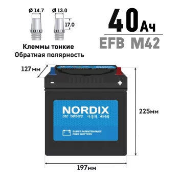 NORDIX EFB M-42L/60B20L 40 400 197х127х225 Обратная Аккумуляторы [В25Т]