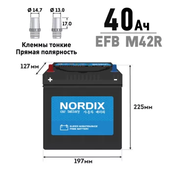 NORDIX EFB M-42R/60B20R 40 400 197х127х225 Прямая Аккумуляторы [В25Т]